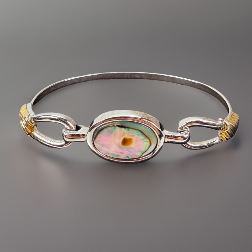 Vintage Avon Silvertone abalone bracelet